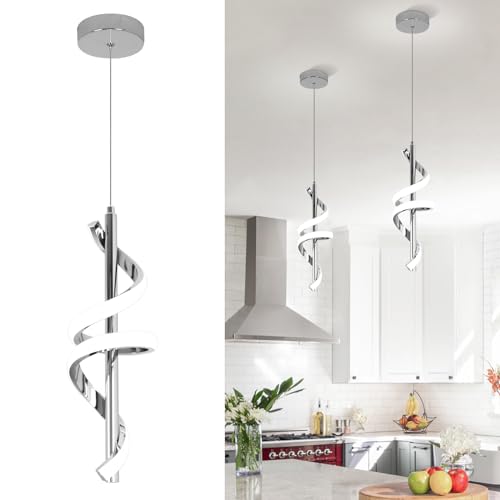 Comparison: Best Height For Kitchen Island 10 Vloitgol Spiral Led Pendant Light Fixtures, 5500K Cold White Modern Led Pendant Light Kitchen Island, Adjustable Height Kitchen Island Lights Fixtures for Dining Room Kitchen Bedroom Sink