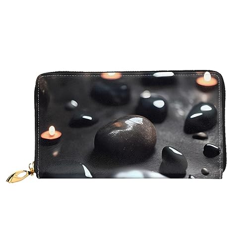 Portefeuille femme noir zippé 19,8x10.5 cm avec fentes de cartes de crédit