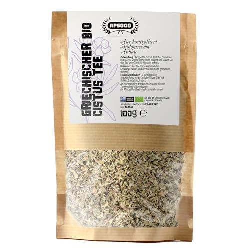 APSOGO Premium Greek Cistus Tea - Exquisite Taste & Certified Organic Quality - 100g Loose Herbal Tea for Wellness & Digestion APSOGO Premium Greek Cistus Tea - Exquisite Taste & Certified Organic Quality - 100g Loose Herbal Tea for Wellness & Digestion
