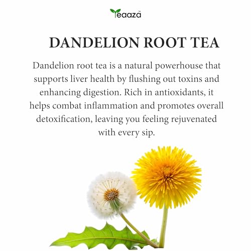 Image of Teaaza Dandelion Root Tea | Organic Dandelion Tea for Liver Detox, Weight Management| Improves Kidney Function & Digestive Health | 20 Grams Loose Tea Leaves-10 Cups | Caffeine Free-Sample Pack
