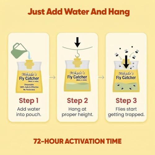 Image of Mikado's Fly Catcher- Chemical-Free & Odourless Fly Catcher Bag | Eco-Friendly for Home, Kitchen, Restaurant, Outdoor & Farm | Easy Hang Control, High Catch Capacity