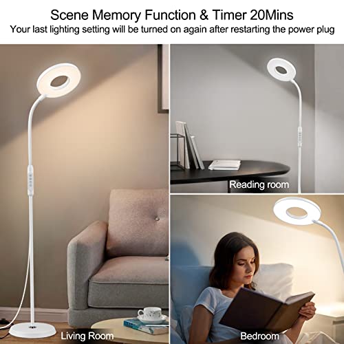 Yotutun Led Floor Lamp Floor Lamp For Reading, Adjustable Standing Lamp With Remote, 3 Colors And 12 Brightness,Memory Function Tall Gooseneck Lamp For Living Room, Bedroom, Office #TOP2