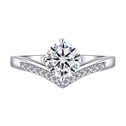 GUILOPOER Verlobungsring Damen Moissanite Ringe, 1 ct Solitärring echt Moissanit Diamant, VVS1 D Farbe, 925 Silber Weißgold beschichtet Trauring Eheringe, Verlobung Hochzeit Geschenk Cover
