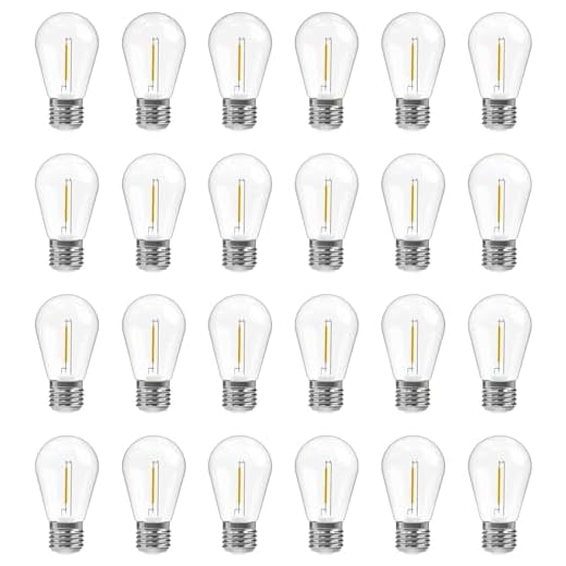 Romwish S14 Led Replacement Light Bulbs 24 Pack, E26 Screw Base Shatterproof 2200K Edison Dimmable Led Bulbs for Indoor Outdoor Patio Decor, 1Watt Equvalent to 11 Watt Incandescent Bulbs, Warm White