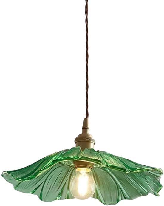 Lustre suspendu en verre fleur de lotus luminaire chic avec douille E27 hauteur réglable