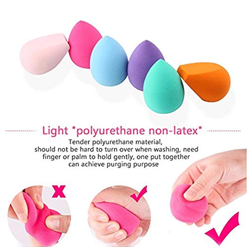Makeup Sponges, ESARORA 6 Pieces (3+3) Foundation Blending Sponges Flawless Makeup Blender for Liquid Creams and Powders - Multi Color and Saving Money Makeup Sponges