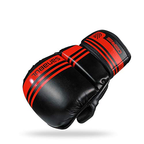 Sanabul Core 7 Oz Hybrid Gloves (Black/Red, S/M) #TOP2