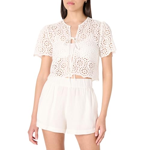 The Drop Women's Doca Lace Tie Front Top with Scallop Detail