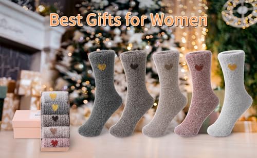 Image of SISOSOCK 5 Pairs Fuzzy Soft Cozy Comfortable Socks for Women, Casual Sleep Comfy Socks, Perfect Warm Winter Gifts for Women