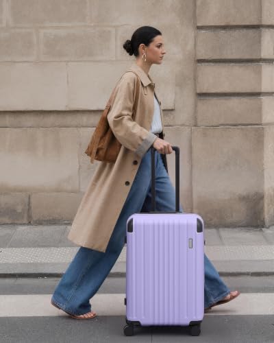 Image of Coolife Luggage, Lightweight and Durable Hardshell, 24 in, Light Purple