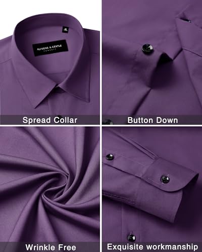 Image of Alimens & Gentle Men's Dress Shirts Long Sleeve Wrinkle Free Stretch Business Casual Wedding Button Down Shirt