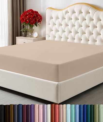 Utopia Bedding Queen Fitted Sheet - Bottom Sheet - Deep Pocket - Soft Microfiber - Shrinkage and Fade Resistant - Easy Care -1 Fitted Sheet Only (Beige)