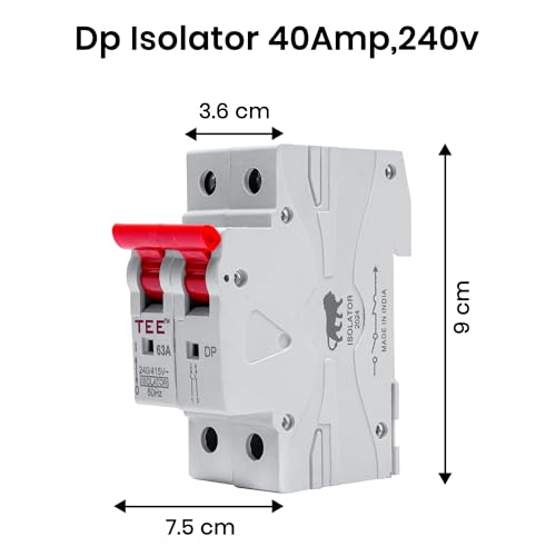 Image of Double Pole MCB Isolator Overload & Surge Protection | 10-Year Warranty | Durable Polycarbonate Housing | C-Curve 240-V (Standard Size, White) (MCB DP Isolator 40 AMP)