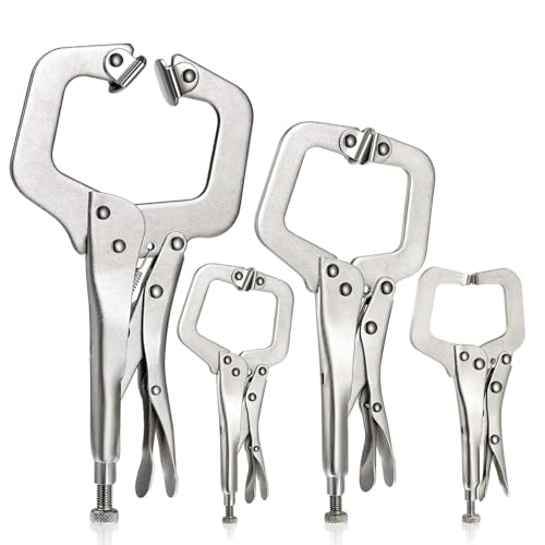 4Pcs Locking C Clamp Set, Lightweight and Durable, Easy to Carry to Job Sites, Metal Tools Welding Clamps Suitable for Fitters, Carpenters, Welders, Auto Repairers, Ideal for Home Farm