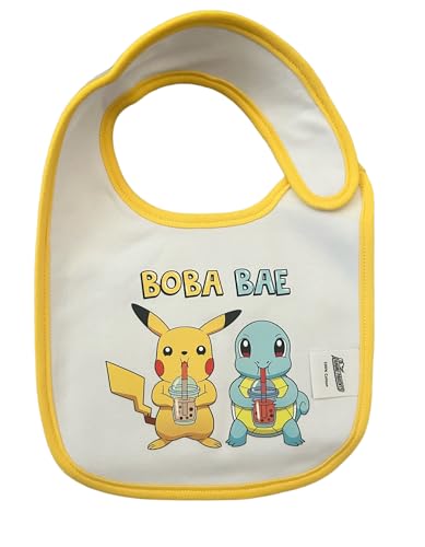 Image of Generic Anime Baby Bibs, 1PC Cotton Baby Bibs for Drooling and Teething, Unisex Baby Drool Bib for Boys Girls, Gift for Anime Lovers, White With Yellow Trim
