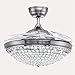 A Million 42” Crystal Ceiling Fan Light with Retractable Blades Remote Control LED Chandelier Fan 3 Speeds 3 Colors Changes Lighting Fixture, Silent Motor with LED Kits Included (Silver)