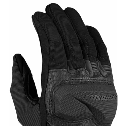 Image of Cramster Breezer SP Gloves - Motorcycle Riding Leather Gloves | Impact Protection | Abrasion Resistance | Carpus Bone Protector - Black White, Large