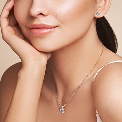 Diamonlite 2 Ct Cubic Zirconia Pendant Necklace For Women, 8Mm D Color Vvs Clarity Round Brilliant Cut, Rhodium Plated 925 Sterling Silver Solitaire Simulated Diamond Necklace, 18"+2" Extender, Round Simple Womens Silver Cz Zirconia Necklace #TOP4