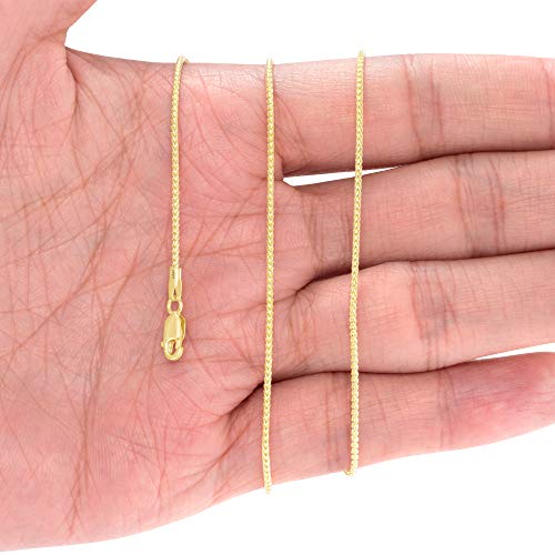 Nuragold 14k Yellow Gold 1.5mm Solid Franco Diamond Cut Wheat Spiga Foxtail Chain Necklace, Mens Womens Lobster Clasp 16" 18" 20" 22" 24" - Image 3