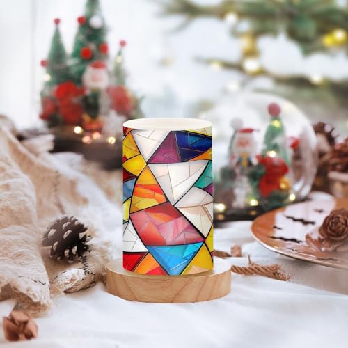 Image of Square Split Flameless Candles with Remote, Set of 2 Battery-Operated Pillar Candles for Home, Christmas, Party Decor