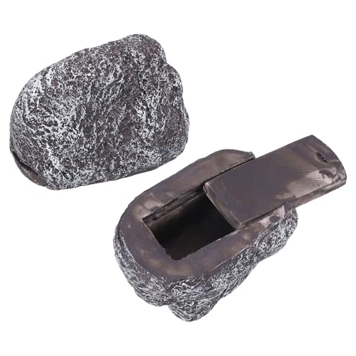 QUARKZMAN Simulato Sasso Nascondi Chiave, Nascondi Una Chiave di Riserva Esterno Impermeabile Simulato Sasso Nascondi Chiave Decorazione Scatola di Sicurezza, Grigio Scuro