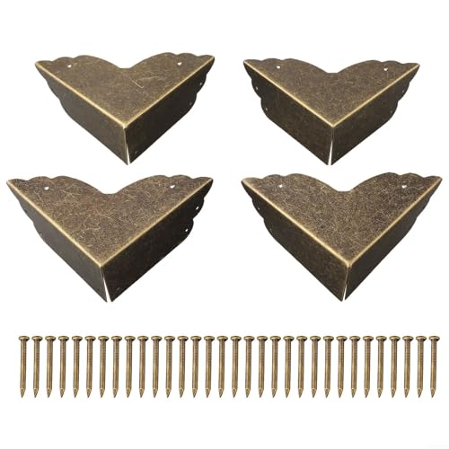 La Mejor Lista de Esquinas rectas disponible en línea. 43 Esquina de metal de bronce antiguo para muebles, protector de esquina decorativo con tornillo, accesorios de esquina de ángulo recto para gabinete, mesa, caja de madera y caja...