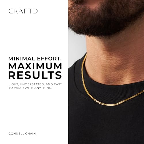 CRAFTD | Gold Curb Link Chain | Durable 18K Gold & 316L Stainless Steel | Waterproof, Heat & Sweat Resistant | Gifts for Men | Men's Jewelry |2