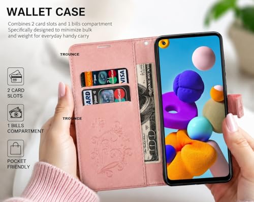 Image of TROUNCE Butterfly Embossing Shock Proof Flip Cover with Card Cash Holder Wallet Case & Magnetic Lock|Mobile Cover|Back Cover- Pink for Google Pixel 8