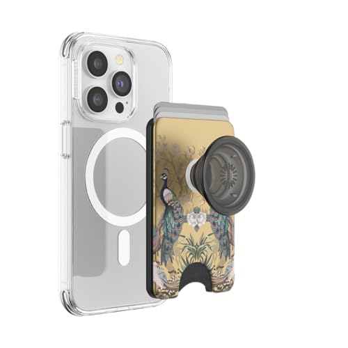 Image of PopSockets Phone Wallet for MagSafe, Phone Card Holder with Grip, Gold - Secret Garden