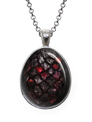 Wearable Treasures Black Dragon Egg Necklace, Egg Shaped Pendant, Image Under Glass Jewelry