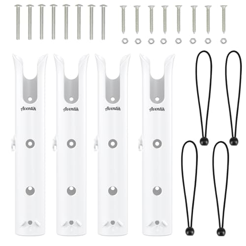 Aventik Fishing Rod Holders Tube, Boat Accessories Fishing Rod Combo Storage for Kayak Garage Fishing Pole Truck Bed with Mounting Hardware Included (4-Pole White)