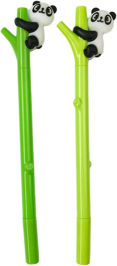 AMERTEER 2Pcs Panda Gel Pen Rollerball Pens, Gift Pens, 0.5mm Black Ink, Naughty Panda Climbing on Bamboo