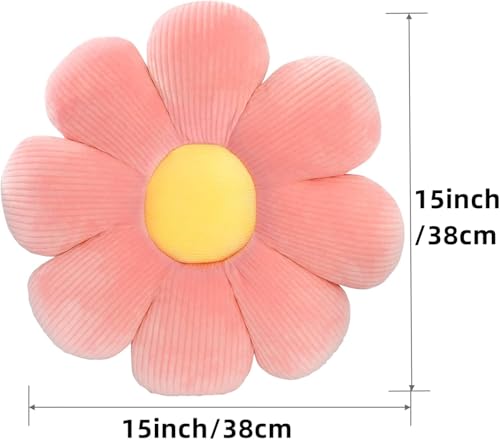 Blume Bodenkissen, 2 Stück Blumenbodenkissen Sitzkissen, 38x38cm Blumenboden Kissen Tatami Blumenförmiges, Weiches Blütenblattkissen, Kissen Blumenform für Schlafzimmer Sofa Couch(Weiß und Rosa)