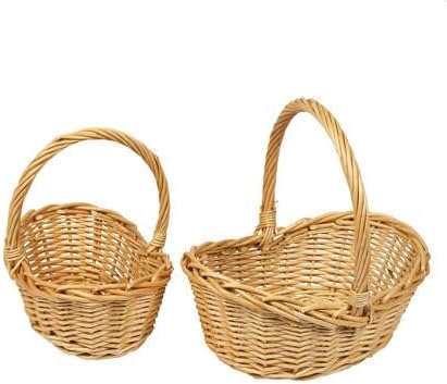 Woodluv Storage Baskets Set of 2, Boat Shaped Wicker Woven Wedding, Flower Girls, Easter, Display & Gift Hamper Basket, Natural - Image 3
