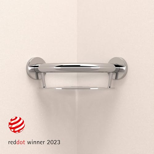 HEALTHCRAFT Plus Corner Shelf & Grab Bar 9.5", ADA Safety - Polished Chrome by Healthcraft - Image 6