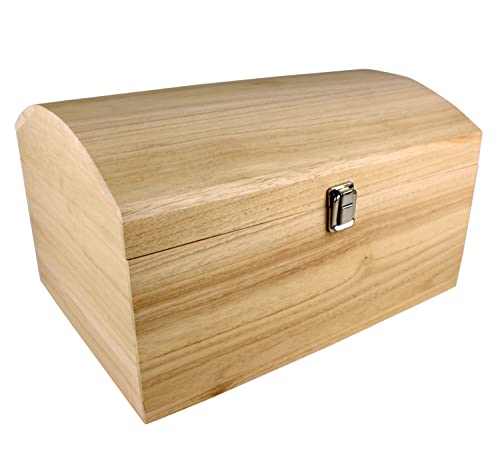 MegaCrea DIY Coffre en bois couvercle bombé A 35 x 25 x 19,5 cm