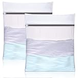 2 PCS Mesh Laundry Bags with Zips, 50cm x 60cm Fine Laundry Bags for Washing Machine Reusable Washing Bags for Laundry Delicates Wash Bags for Socks, Underwear, Bra, Clothes (L, White)