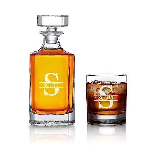 Personalized Whiskey Decanter Set with Glasses Custom Engraved Gifts for Men Women