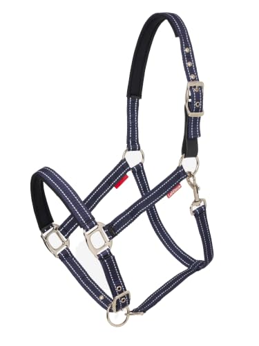 Cabezada de cuadra JRS Hesadcollar navy con herrajes ajustables anti-roce