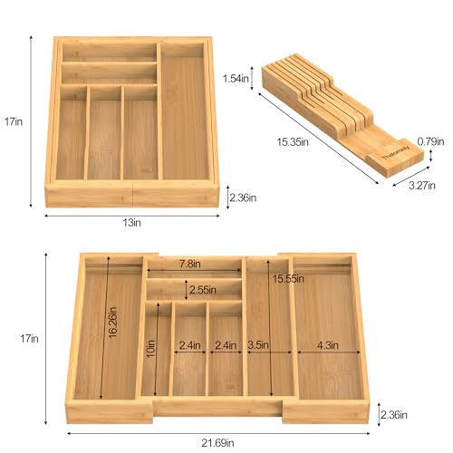 Bamboo-Silverware-Drawer-Organizer-6-8-Slots-Kitchen-Drawer-Tray-13-2169-Expandable-Utensil-Holder-Cutlery-Tray-with-Removable-Knife-Block-Hold-7-Knives-236-Deep-for-Extra-Capacity