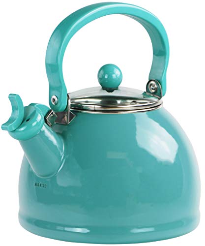 Calypso Basics by Reston Lloyd Harmonic Hum Whistling Teakettle with Glass Lid, 2.2-Quart