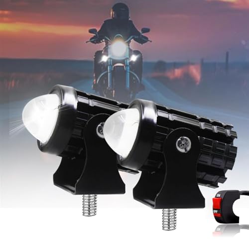 Image of Carzex Mini Drive Projector Lens LED Fog Light for Car, Bike, Scooty - White & Amber Yellow, Non-Flasher Hi-Lo Beam, On /Off Switch, 3 Wire Fog Light (Set of 2)
