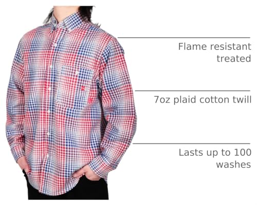 Image of TICOMELA Men's FR Welding Shirt Button-Down 7.5oz 100% Cotton NFPA2112 CAT2