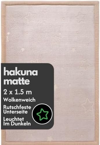 Hakuna Matte Wolkenweiche Spielmatte Baby 170 x 120 x2,5cm Tatami Matte | Coral Teppich mit leuchtenden Sternen,Hochdichter Schaumstoff, Oeko-Tex 100 zertifiziert – wasserabweisend