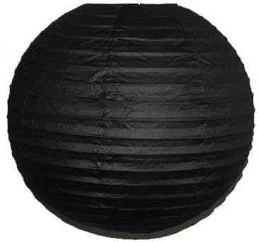 IGC Wholesale Lot 24 Pack - Party Paper Lantern-Round 12"-Luau Supplies- Oriental/Chinese Lamps - Black