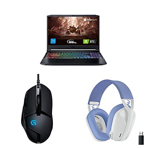 Image of Acer Nitro Gaming Laptop (Intel i5 11th Gen /16GB RAM & 512GB SSD Storage /1650 Graphics)+Logitech G402 Gaming Mouse+Logitech G435 Gaming Headset - White