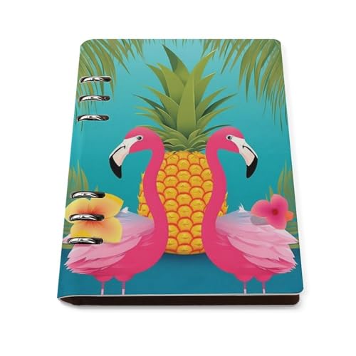 Carnet de notes ananas flamant rose classeur rechargeable A5 en cuir pour écrire