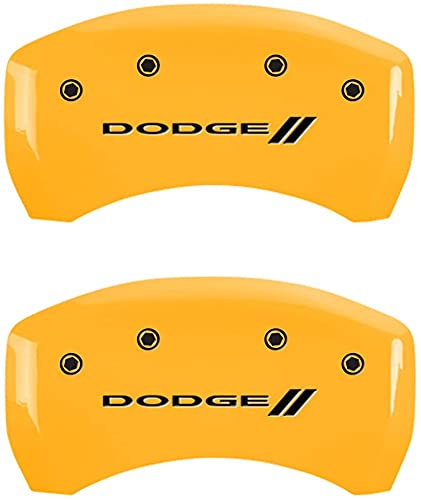 Mgp Caliper Covers 12162Sdd3Yl Yellow Caliper Cover (Set Of 4, Engraved Front And Rear: With Stripes/Dodge, Yellow Powder Coat Finish, Black Characters) #TOP1