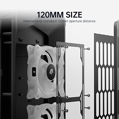 AsiaHorse FS-9002 Pro 120mm RGB Case Fan, 26 LED ARGB and Double LED Lingting Loops, 800-1800rpm Pwm Case Fan with 5V PWM Motherboard Sync/Analog Controller (6 Pack, White)