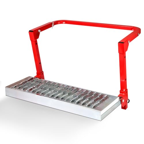 HongK- Adjustable Heavy Duty Tire Step For Any Vehicle,Pickup Truck, SUV and RVs,Service Wheel Step-Up With Non-Slip Steel Surface, Folds For Storage [P/N: ET-CAR- TIRE008-RED]